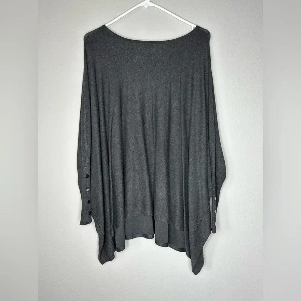 ALFANI Womens Boatneck Poncho Asymmetrical Hem Dolman Sleeve Studded Sweater XS